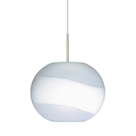 Besa Lighting Luna Cord Pendant, Opal-Frost, Satin Nickel Finish, 1x9W LED 1JT-477699-LED-SN